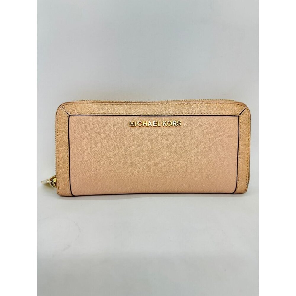MICHAEL KORS Jet Set zip around continental leather women's large wallet -CAMEL